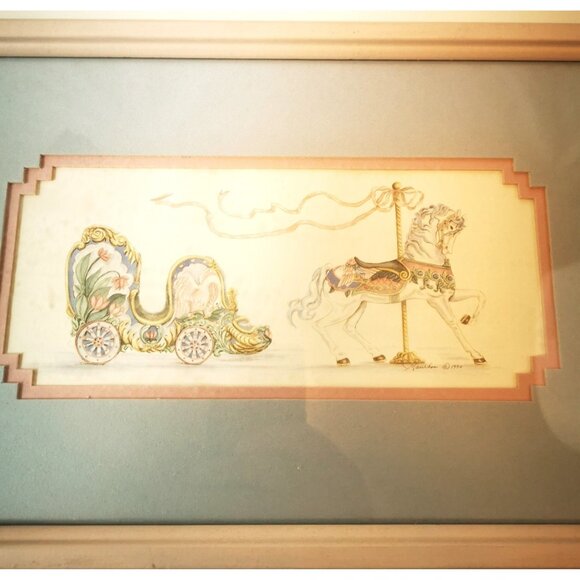 Art Prints Vintage Judy F  Faucher Carousel Horse Carriage Prints  1990 Signed - Picture 8 of 16